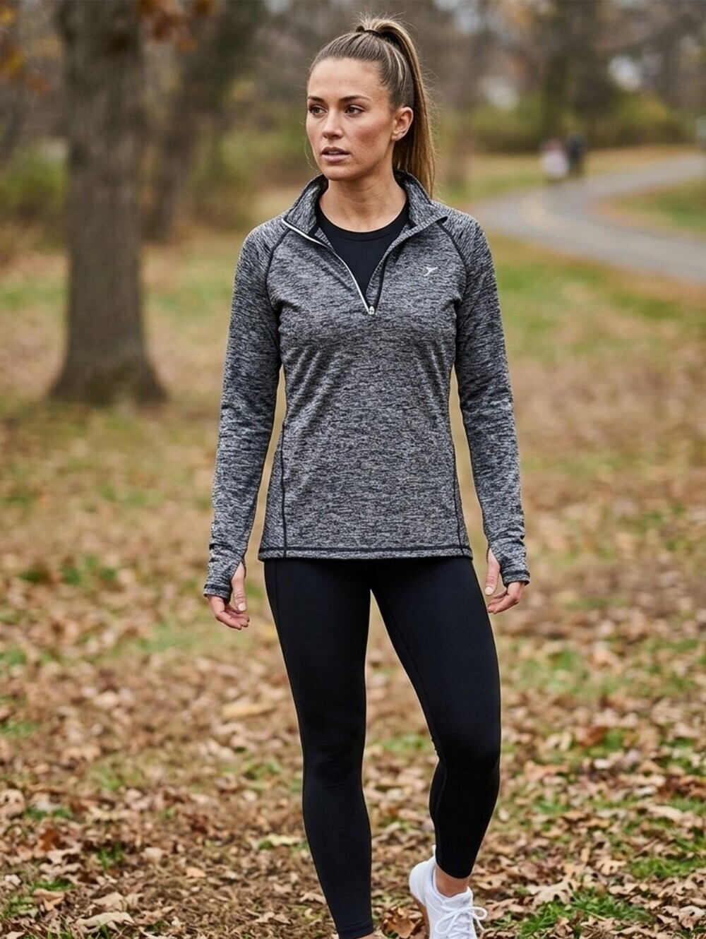 Old Navy Women's Gray Heather Quarter-Zip Pullover